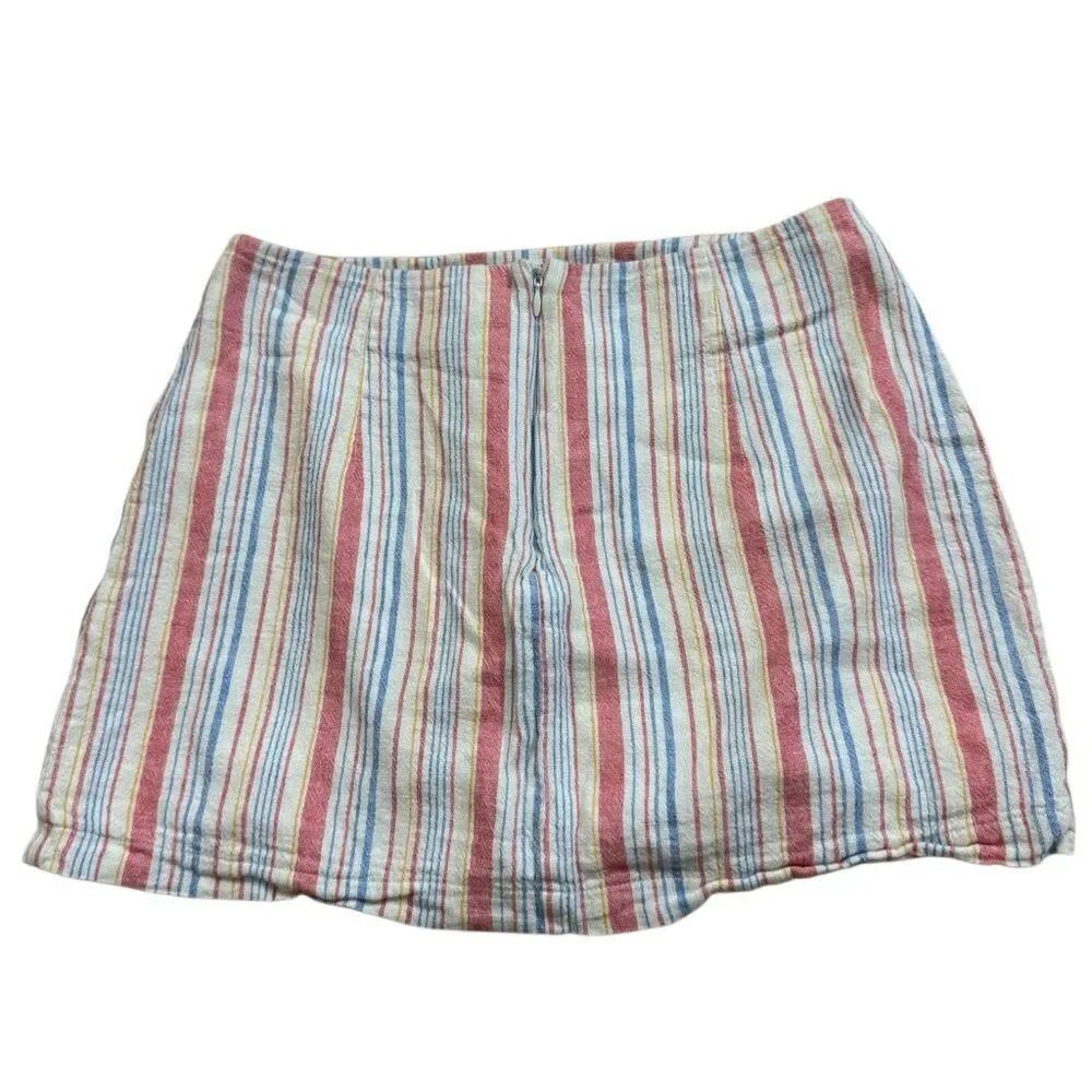 Forever 21 Juniors Linen Multi Color Stripe Micro Mini Boho Skirt Size Medium